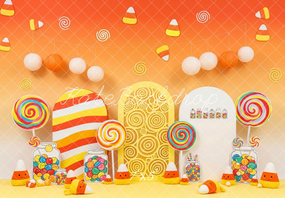 Kate Anniversaire Bonbon Lollipop Orange Toile de fond conçue par Patty Roberts