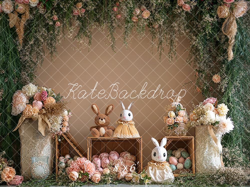 Kate Pâques Lapin Fleurs Rose Oeufs Toile de fond conçue par Emetselch - Kate Backdrop FR