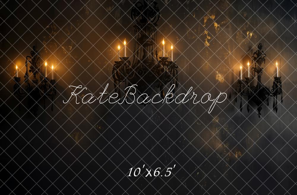 Kate Halloween Chandelier Mur Noir Toile de fond en Laine conçue par Emetselch - Kate Backdrop FR