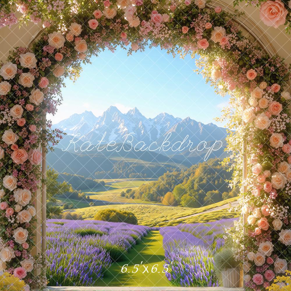 Kate Arc de Fleurs Vue Montagne Toile de fond conçue par Mini MakeBelieve