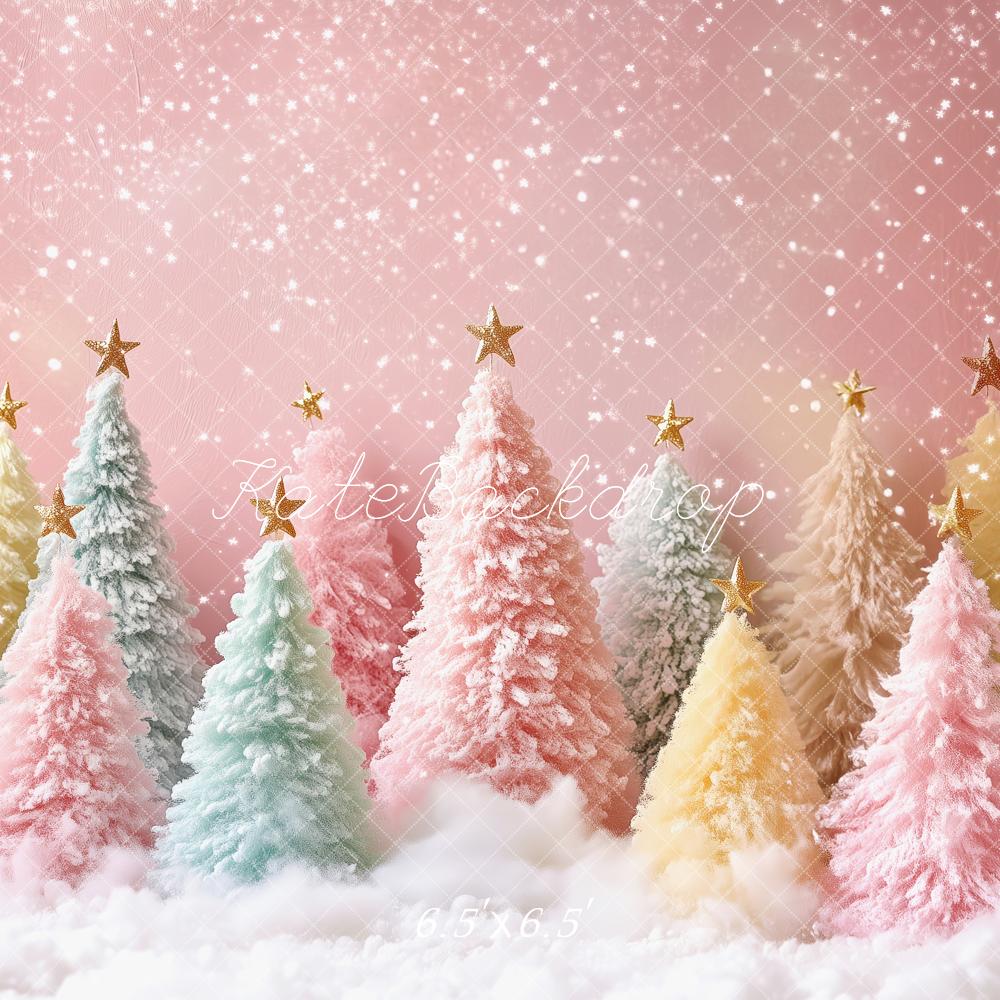 Kate Noël Sapins Pastel Neige Toile de fond conçue par Patty Roberts