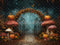 Kate Automne Portail Champignons Citrouilles Toile de fond en Laine conçue par Emetselch