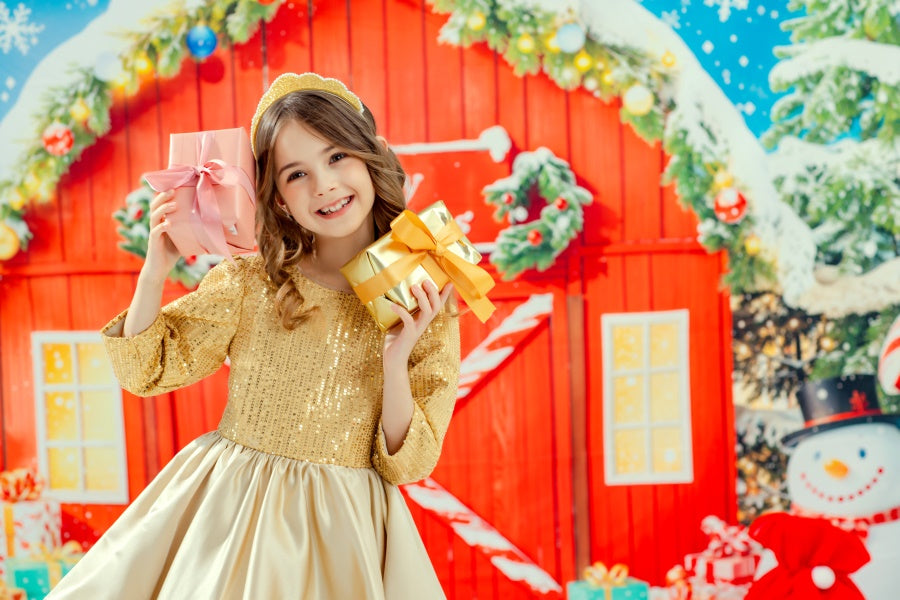 Kate Noël Grange Bonhomme de neige Toile de fond conçue par Chain Photographie