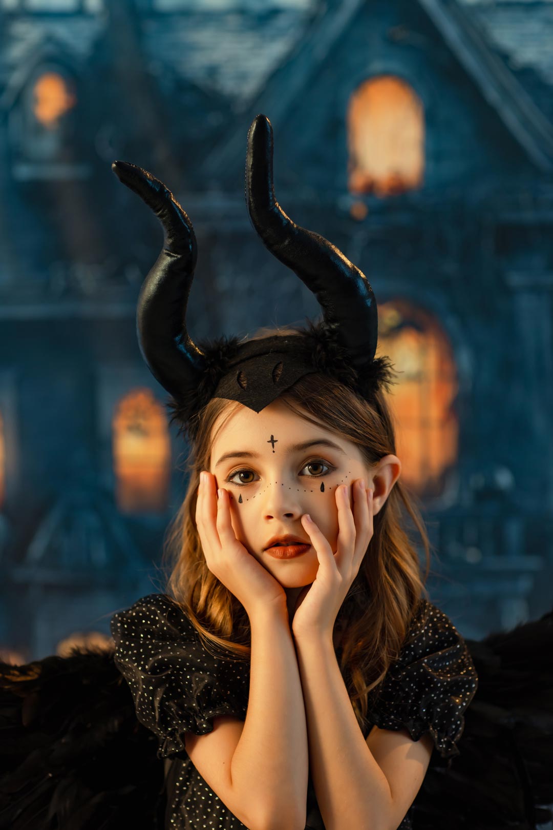 Kate Halloween Noir Ailes du Diable Robe pour Enfants - Kate Backdrop FR