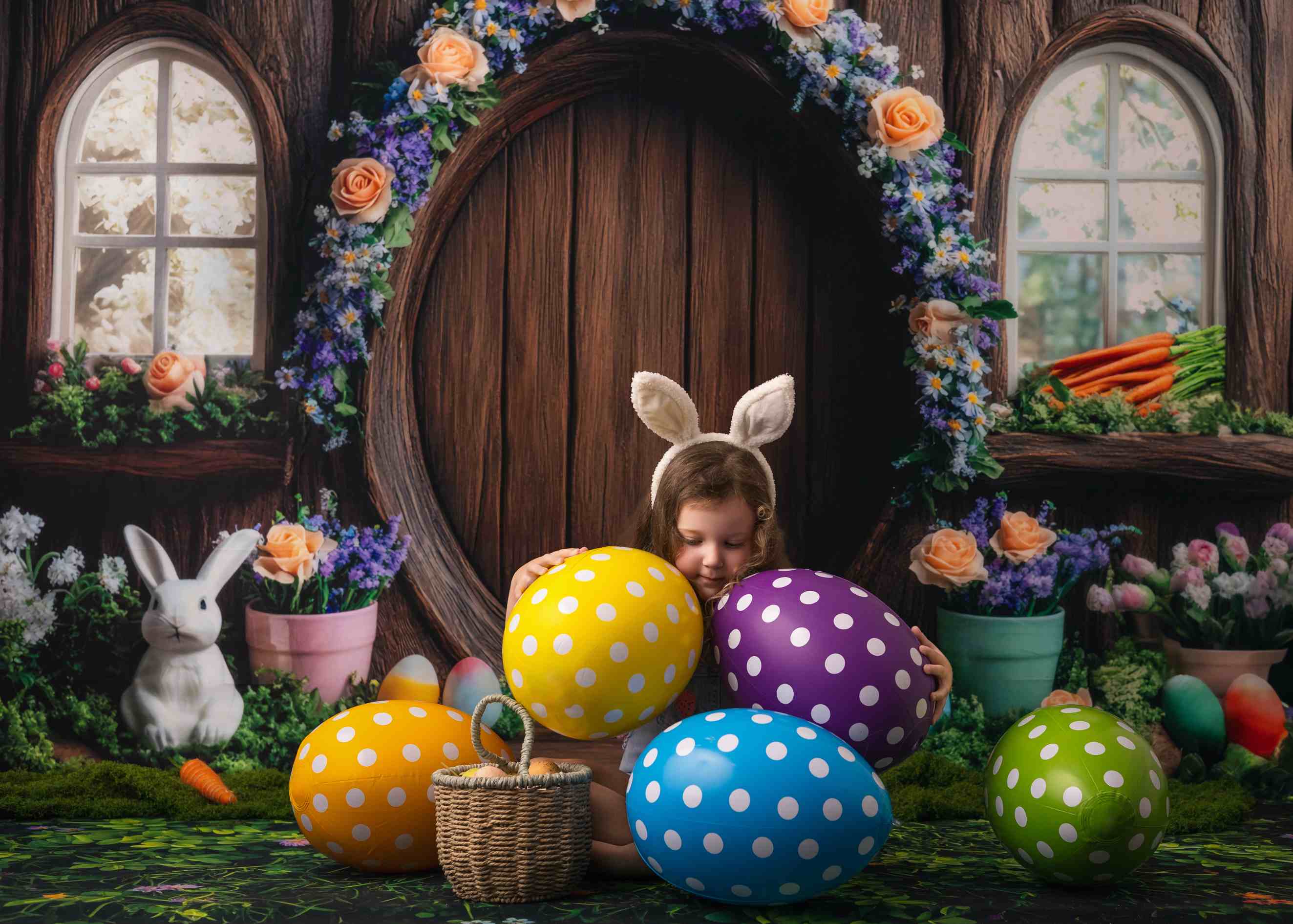 Kate Pâques Marron Simple Lapin Porte Toile de fond conçue par Mini MakeBelieve