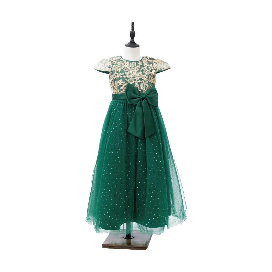 Kate Noël Vert Nœud Robe pour Enfants - Kate Backdrop FR