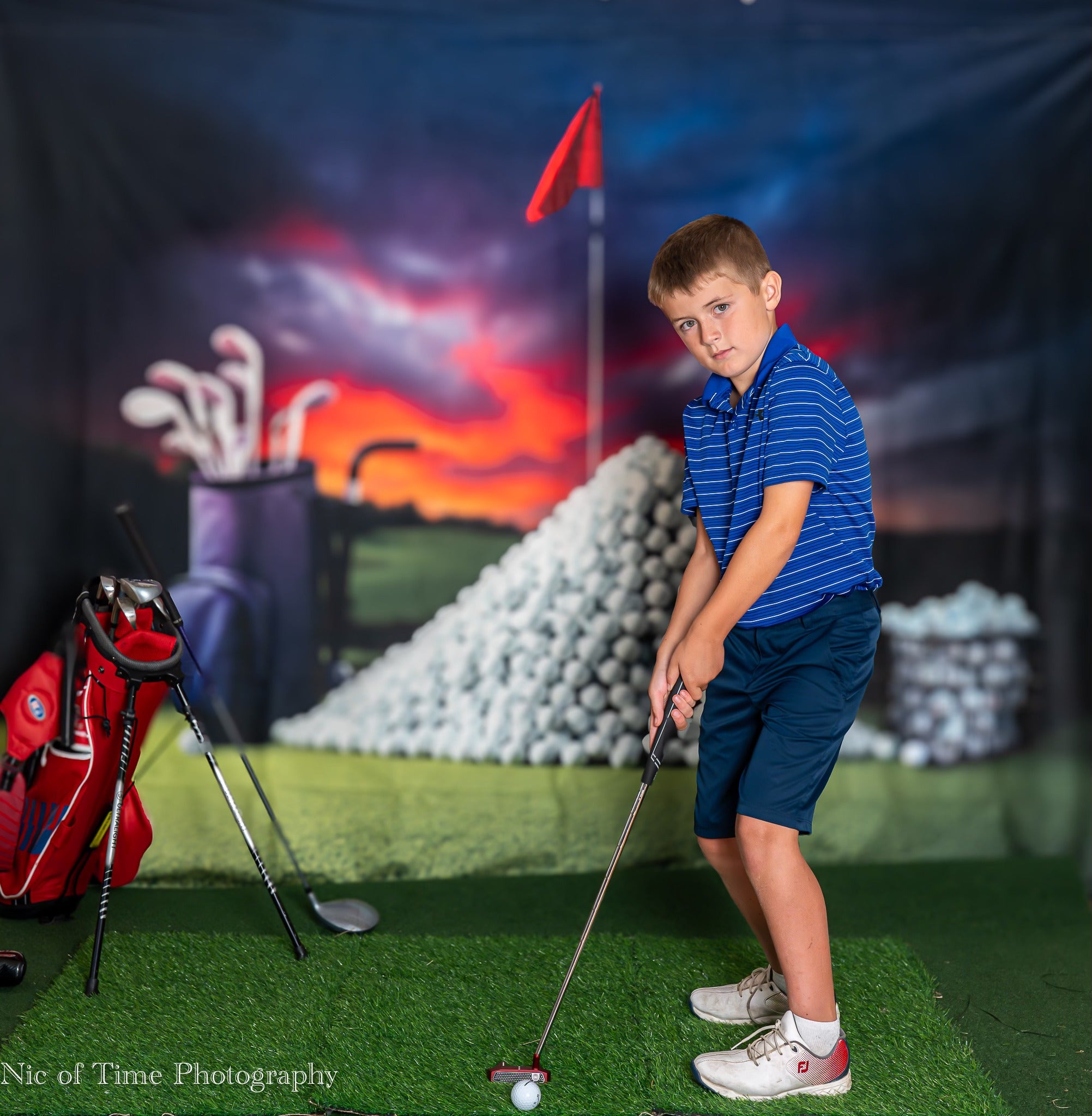 Kate Golf Coucher de soleil Sports Toile de fond conçue par Laura Bybee - Kate Backdrop FR