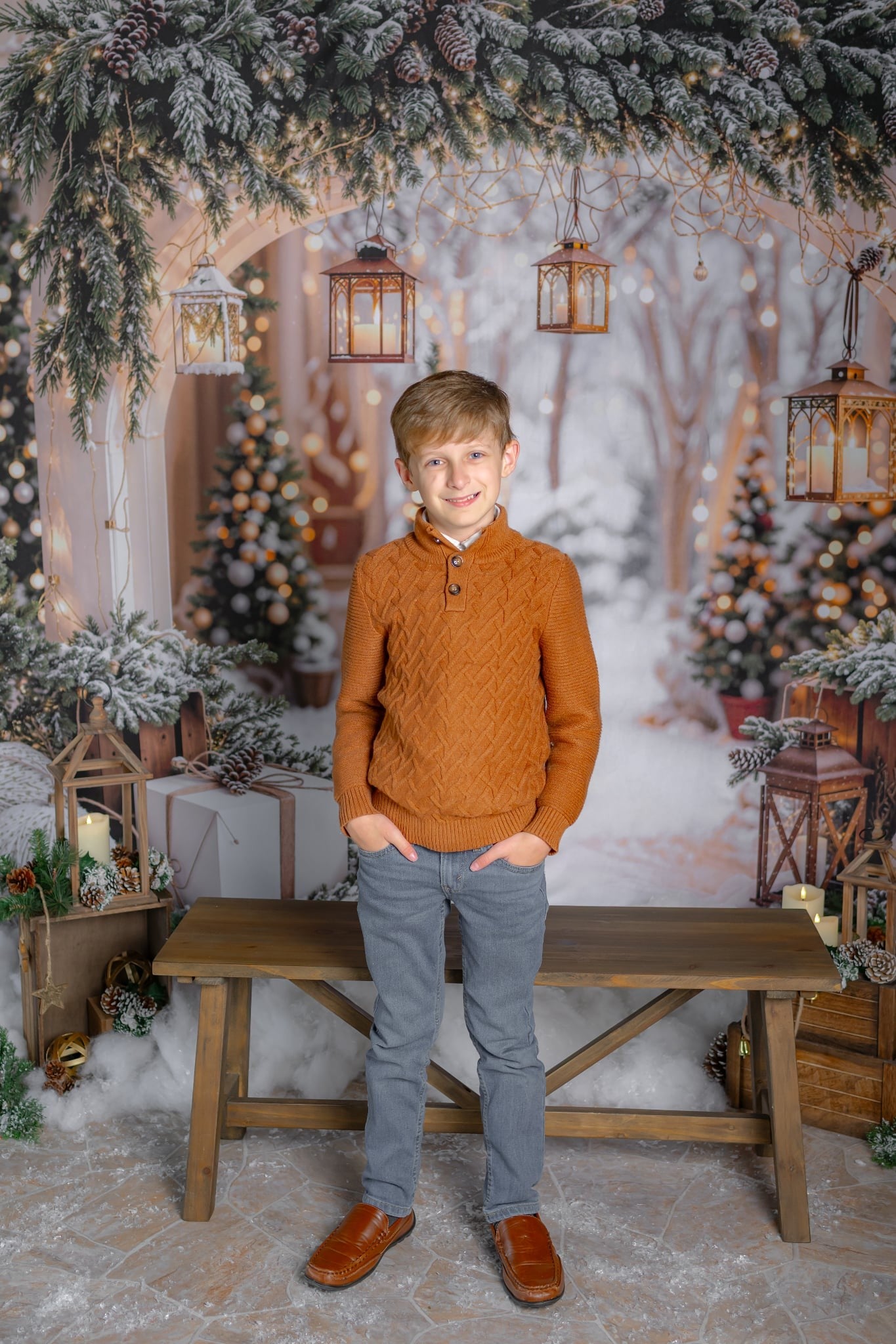 Kate Noël Arche Neige Arbres Lumière Toile de fond conçue par Emetselch - Kate Backdrop FR