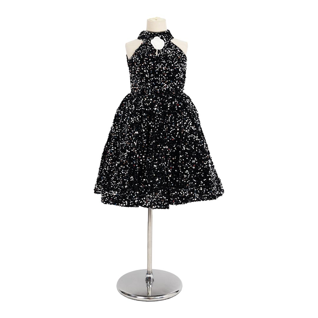 Kate Noir Paillettes Fête Robe pour Enfants - Kate Backdrop FR