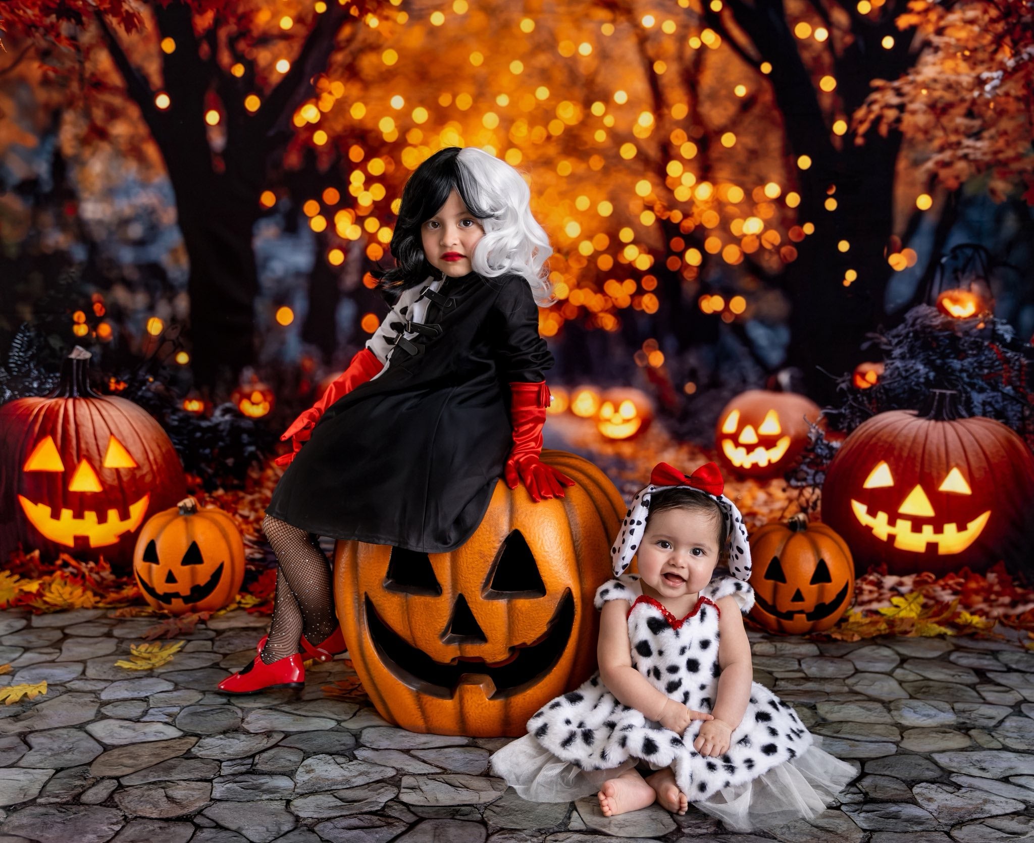 Kate Halloween Citrouille Lumières Chemin Toile de fond conçue par Mini MakeBelieve - Kate Backdrop FR