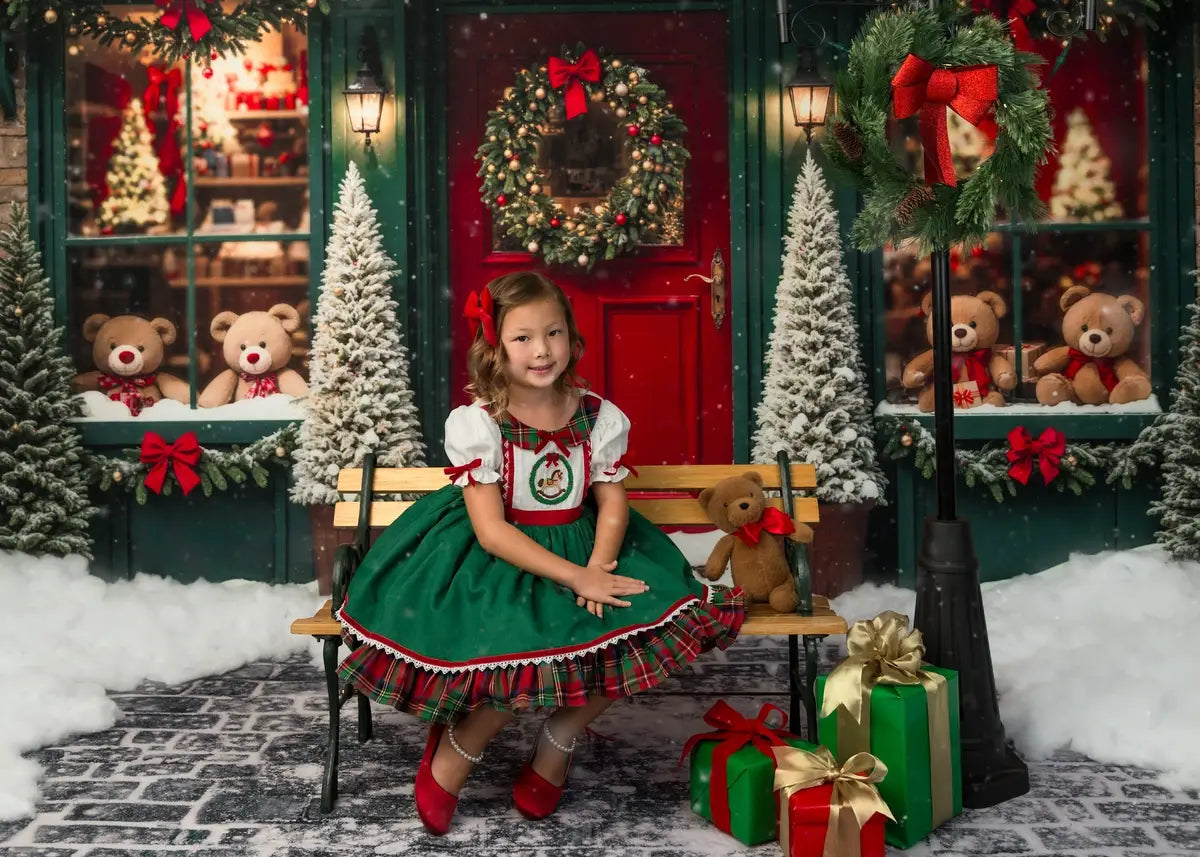 Kate Boutique de Jouets Noël Ours en peluche Toile de fond conçue par Emetselch - Kate Backdrop FR