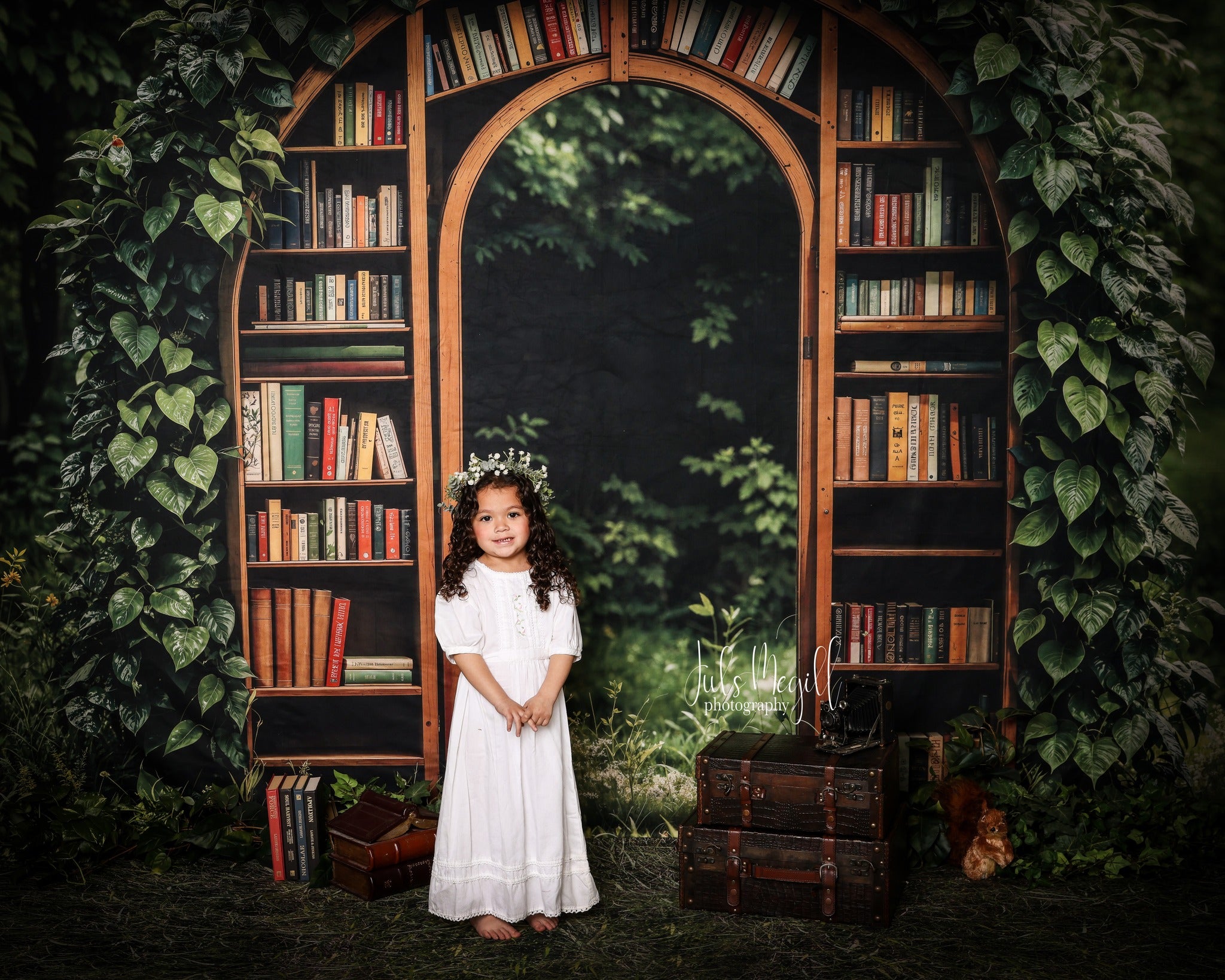 Kate Printemps Jardin Bibliothèque Arche Toile de fond conçue par Emetselch - Kate Backdrop FR