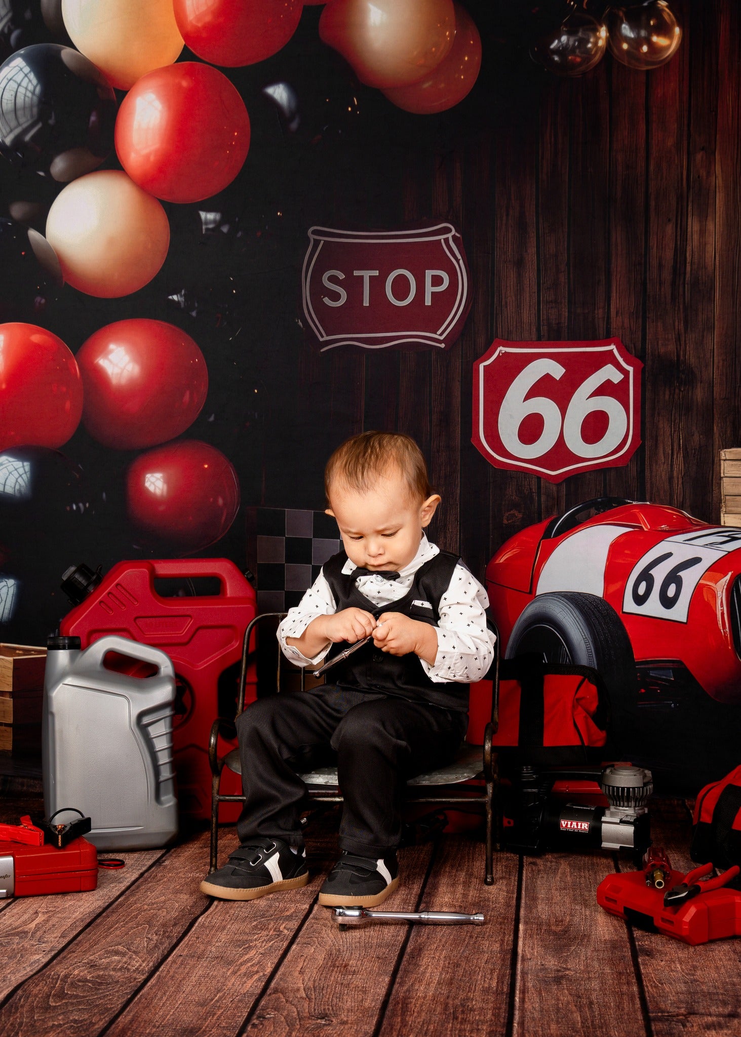 Kate Cake smash Route 66 Voiture de Course Toile de fond conçue par Patty Roberts - Kate Backdrop FR
