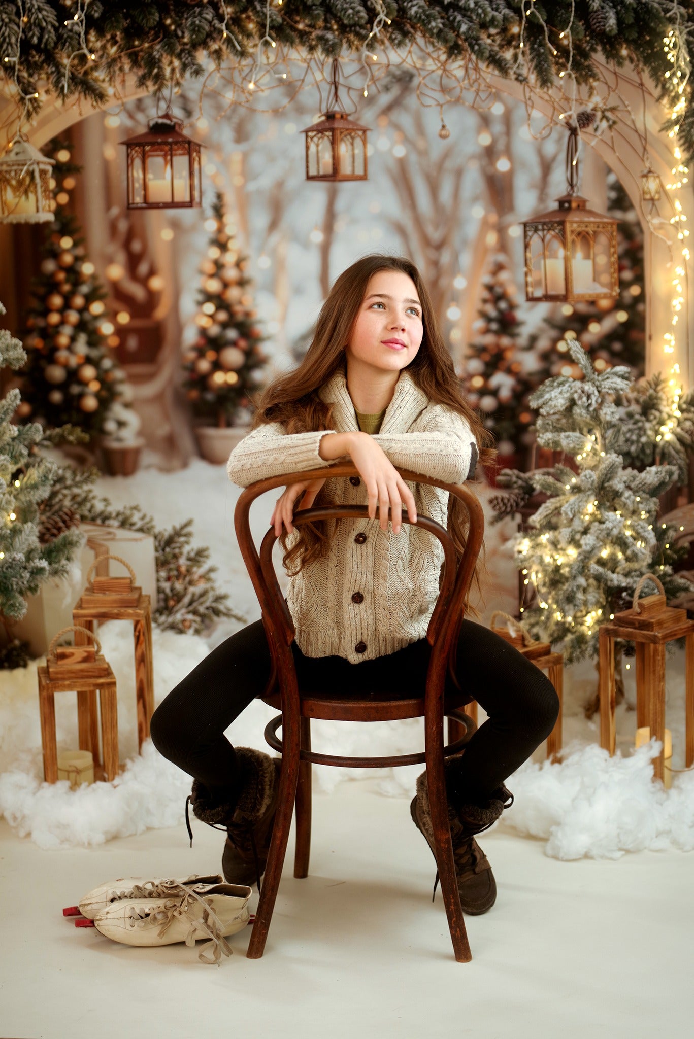 Kate Noël Arche Neige Arbres Lumière Toile de fond conçue par Emetselch - Kate Backdrop FR