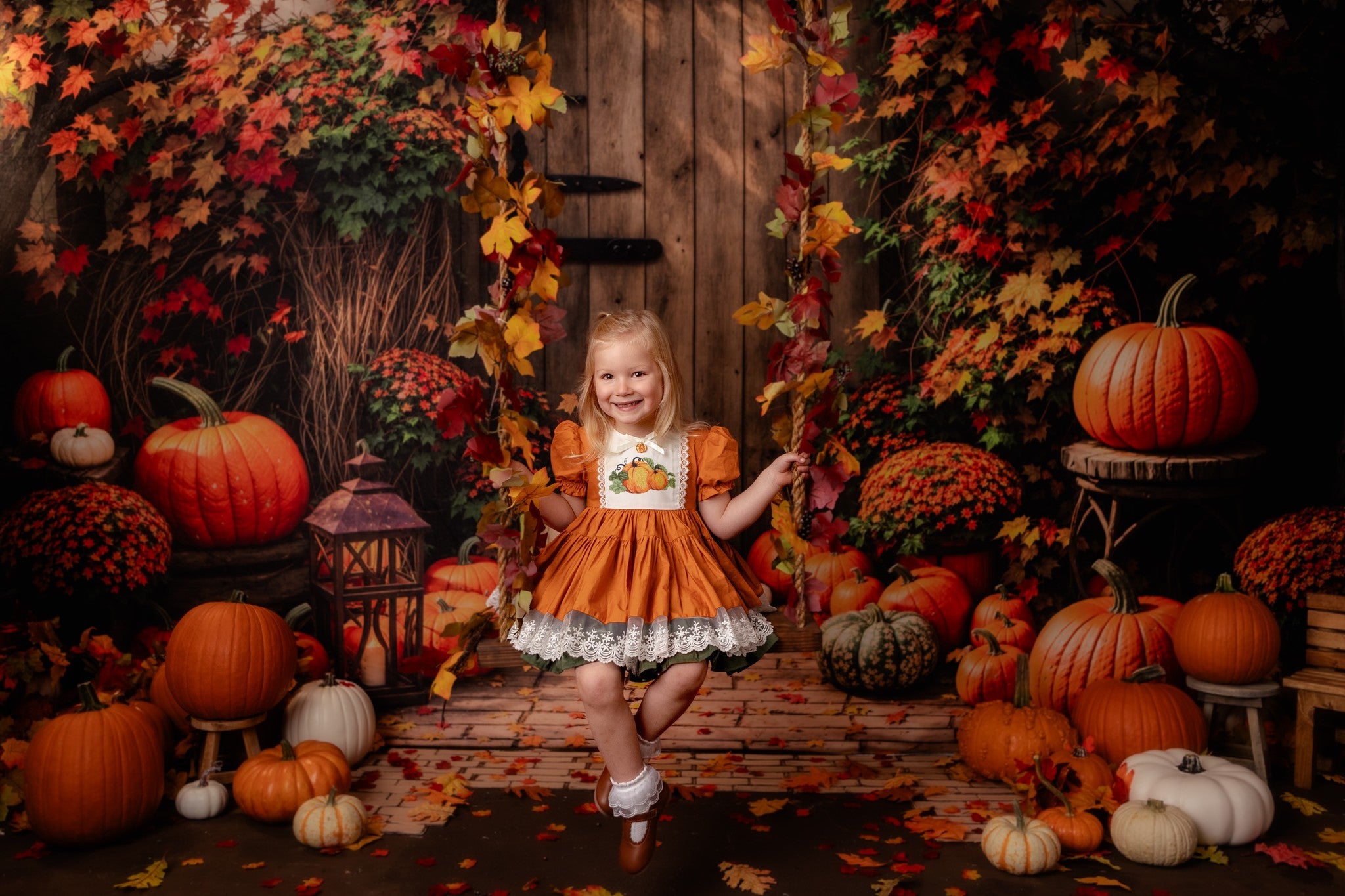Kate Automne Feuille d'érable Citrouille Porte Toile de fond conçue par Emetselch - Kate Backdrop FR