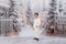Kate Hiver Noël Blanc Forêt Clôture Neige Toile de fond conçue par Emetselch