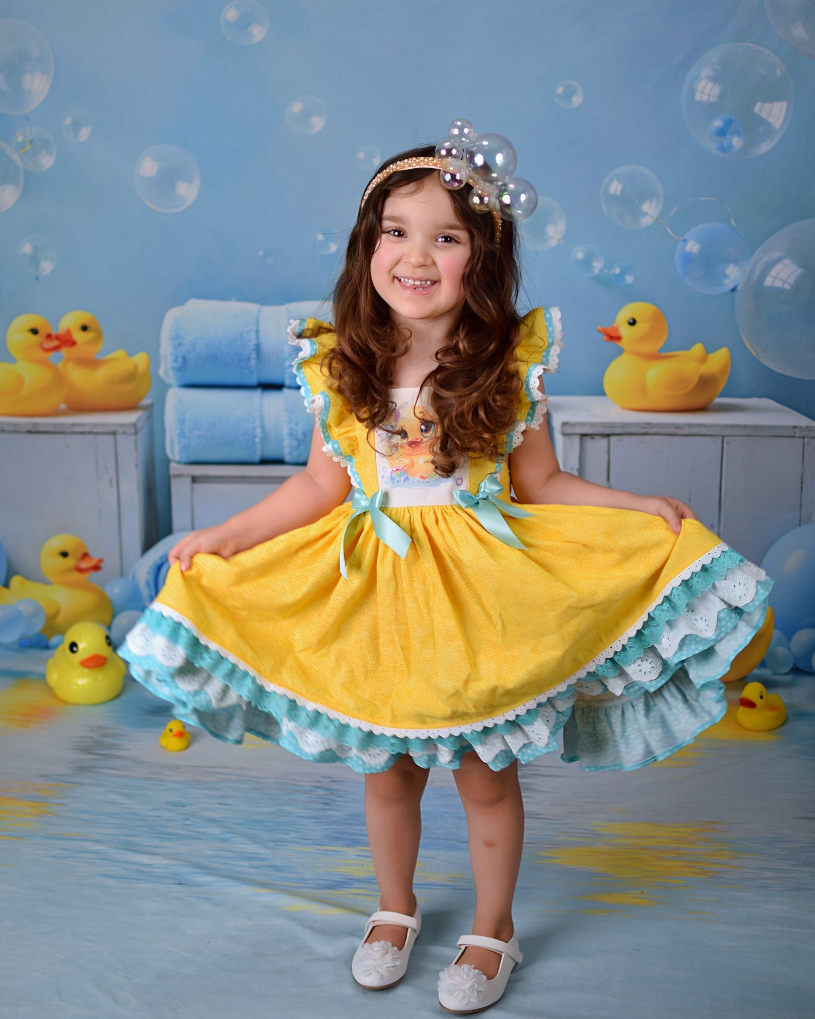 Kate Cake Smash Canard Ballon Douche Bulles Toile de fond conçue par Emetselch - Kate Backdrop FR