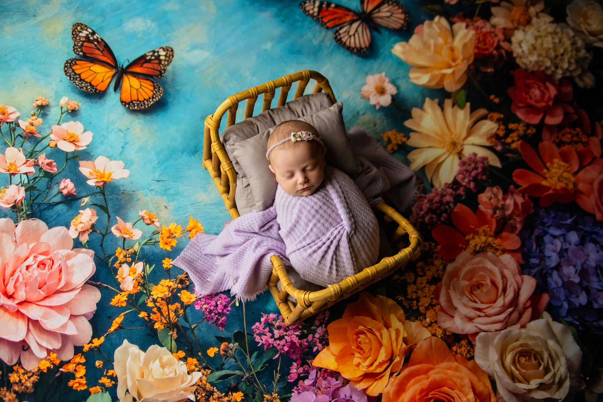 Kate Printemps Fleurs Coloré Papillons Jardin Toile de fond conçue par Emetselch - Kate Backdrop FR