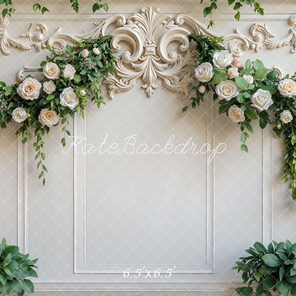 Kate Mariage Fleurs Mur Vintage Ornement Toile de fond conçue par Mini MakeBelieve