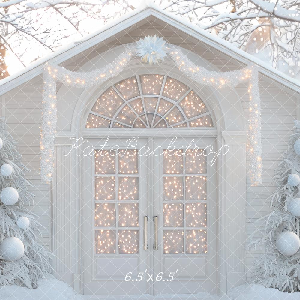 Kate Hiver Noël Sapins Neige Lumières Toile de fond conçue par Mini MakeBelieve