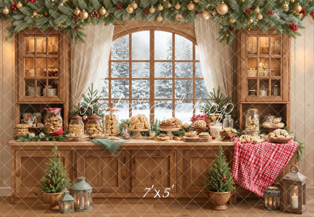 Kate Noël Cuisine Biscuits Bois Fenêtre Toile de fond conçue par Emetselch - Kate Backdrop FR