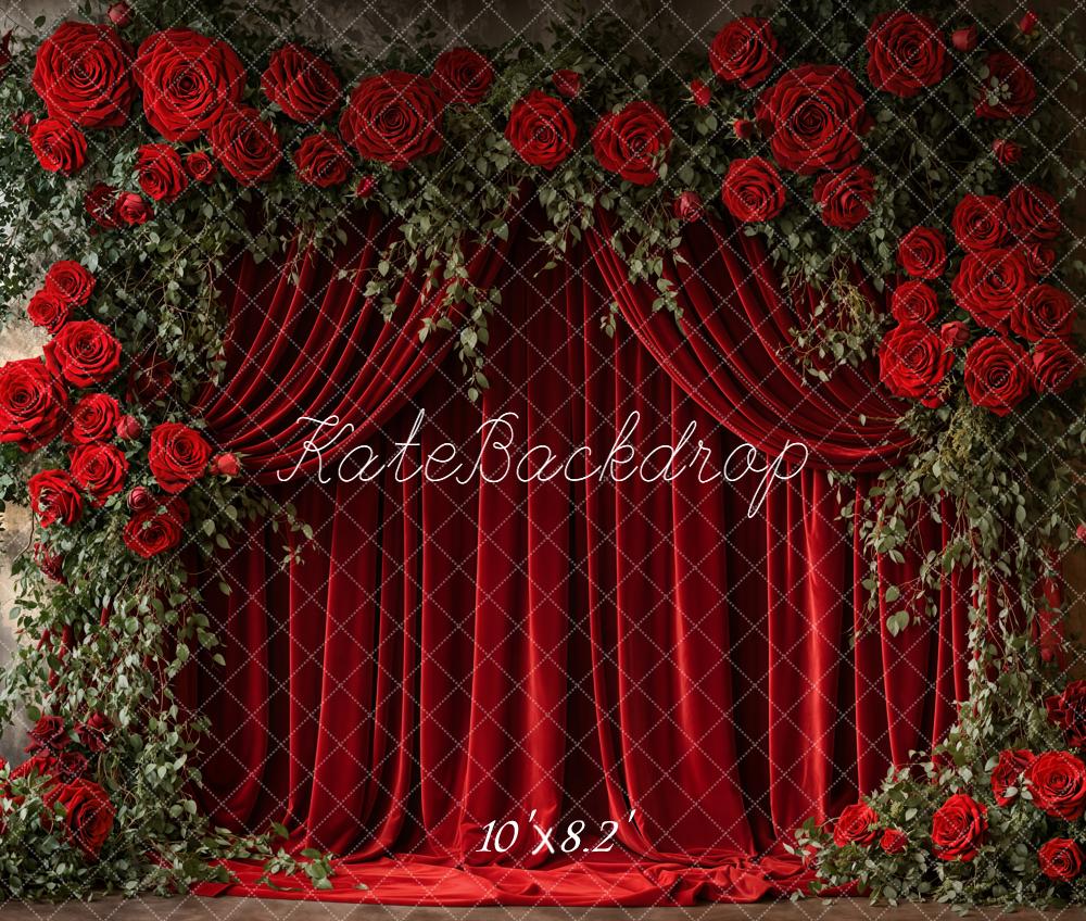 Kate Saint Valentin Rideau Roses Toile de fond en Laine conçue par Emetselch