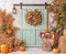 Kate Automne Citrouilles Fleurs Foin Toile de fond en Laine conçue par Emetselch - Kate Backdrop FR