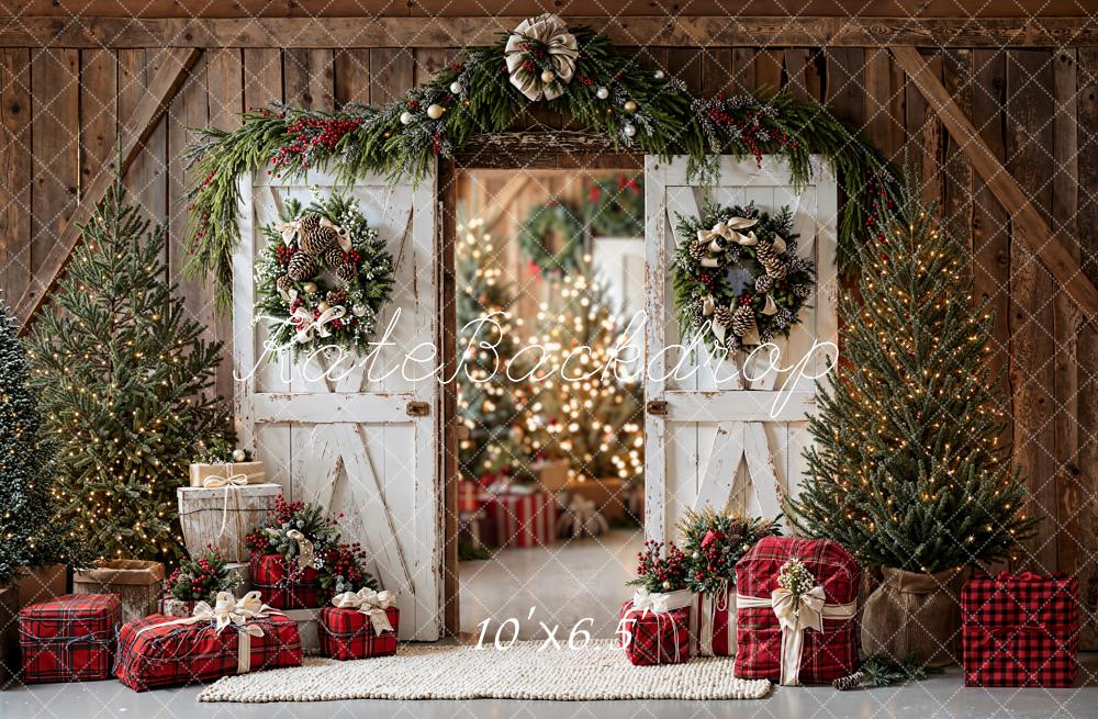 Kate Noël Porte Cadeaux Sapins Toile de fond en Laine conçue par Emetselch - Kate Backdrop FR