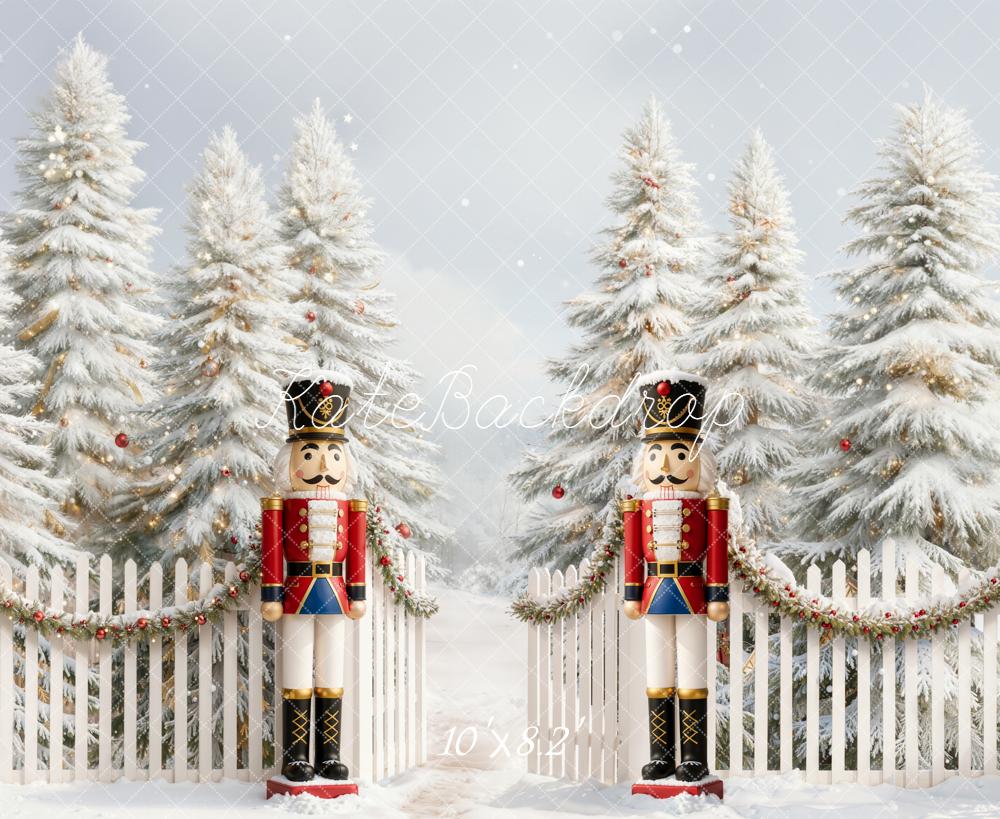 Kate Noël Casse-Noisette Sapins Neige Toile de fond en Laine conçue par Emetselch