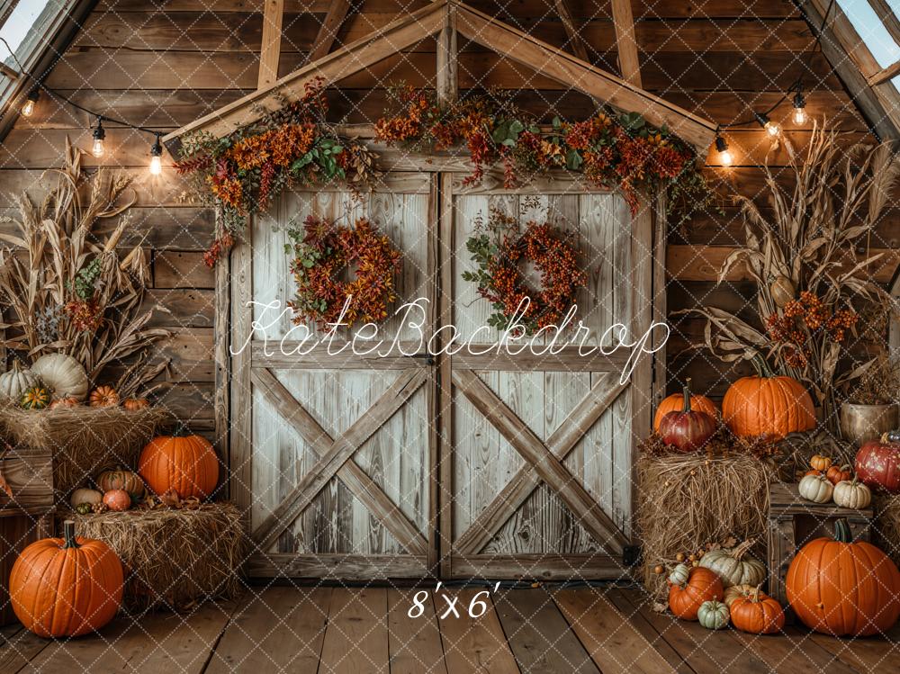 Kate Automne Citrouilles Foin Grange Toile de fond conçue par Emetselch