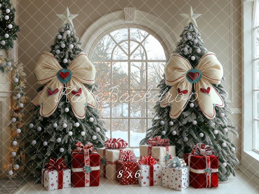 Kate Noël Sapins Fenêtre Cadeaux Toile de fond conçue par Mini MakeBelieve - Kate Backdrop FR