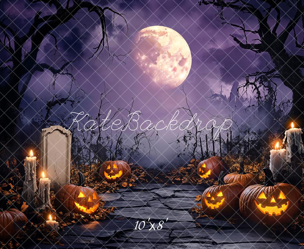 Kate Halloween Citrouilles Tombe Toile de fond en Laine conçue par Emetselch - Kate Backdrop FR