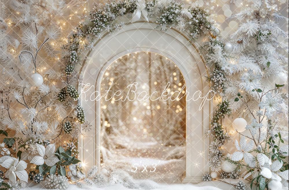 Kate Hiver Arche Neige Lumière Fleurs Toile de fond conçue par Emetselch