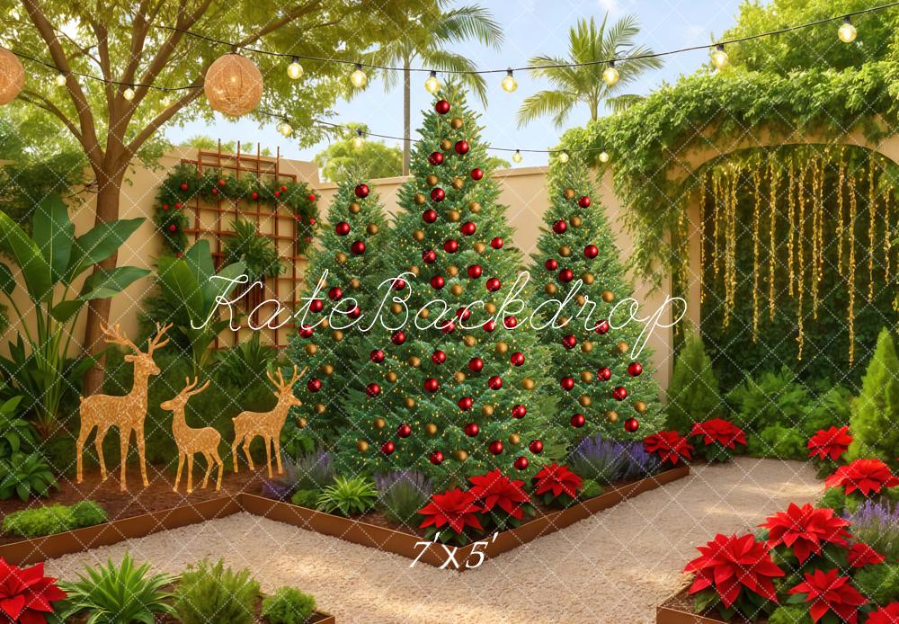 Kate Noël Jardin Sapins Rennes Toile de fond conçue par Mini MakeBelieve - Kate Backdrop FR