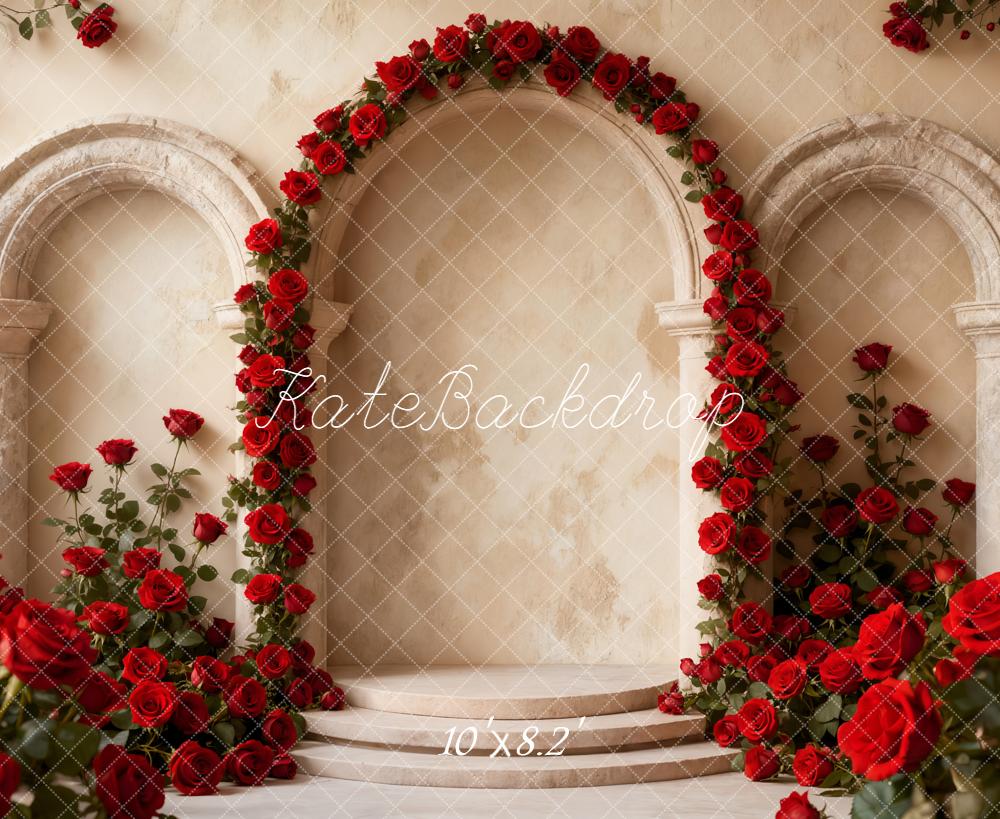 Kate Saint Valentin Arche Roses Rouge Toile de fond en Laine conçue par Emetselch