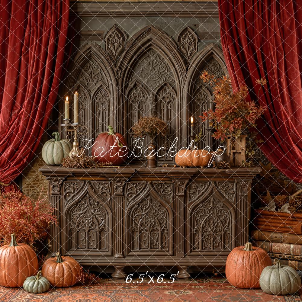 Kate Automne Citrouilles Buffet Gothique Toile de fond conçue par Emetselch - Kate Backdrop FR