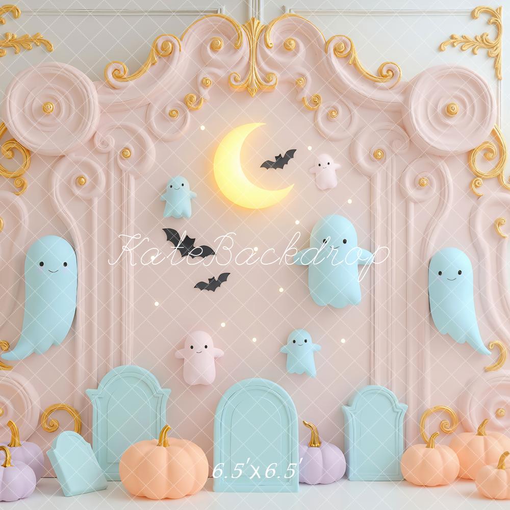 Kate Halloween Fantômes Lune Citrouilles Toile de fond conçue par Mini MakeBelieve - Kate Backdrop FR