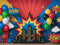 Kate Bande Dessinée Ville Ballons Étoiles Toile de fond conçue par Mini MakeBelieve