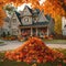 Kate Automne Tas Feuilles Maison Toile de fond conçue par Mini MakeBelieve