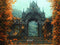 Kate Halloween Château Escalier Citrouilles Toile de fond en Laine conçue par Emetselch - Kate Backdrop FR