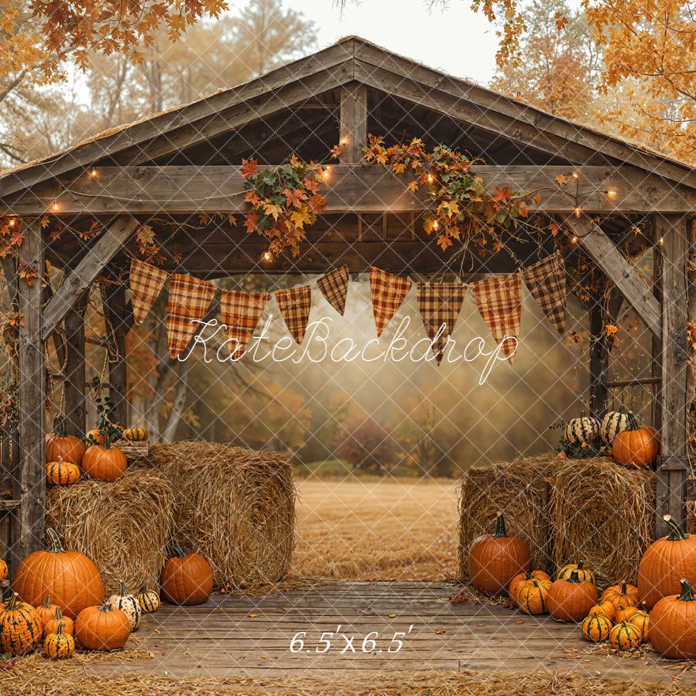Kate Automne Grange Citrouilles Foin Toile de fond conçue par Emetselch - Kate Backdrop FR