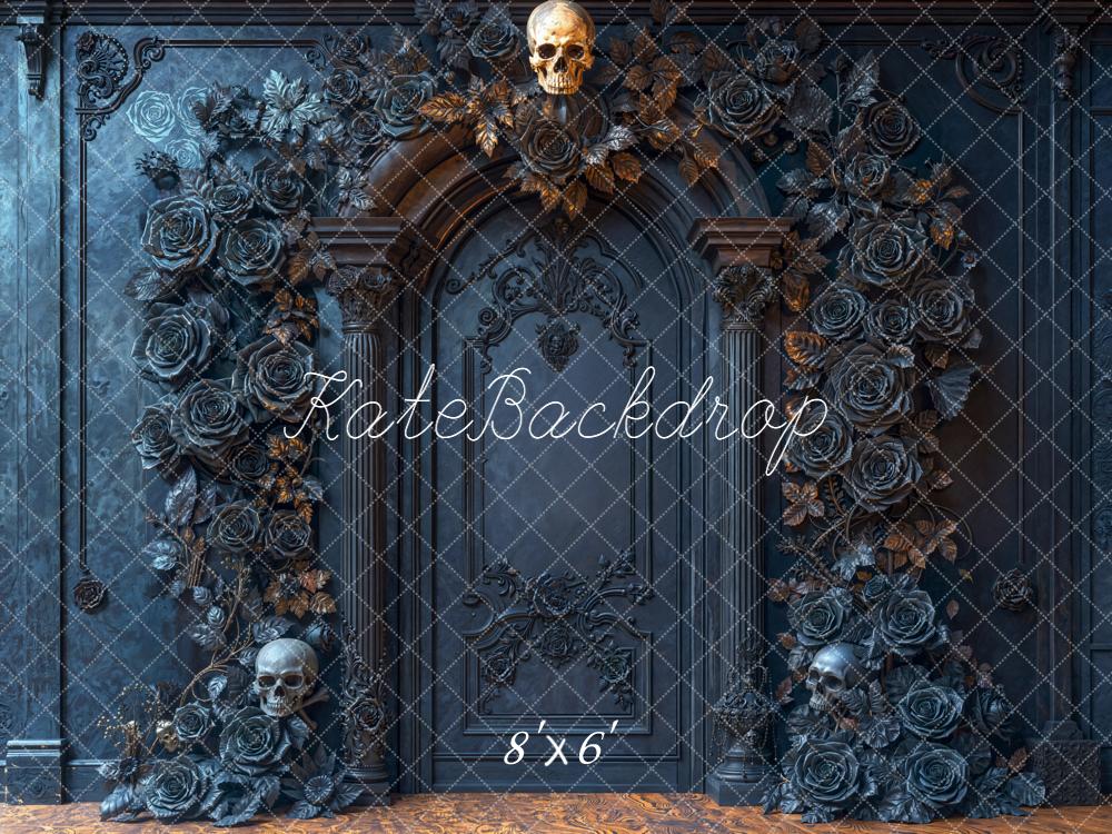 Kate Halloween Arche Crâne Roses Gothique Toile de fond conçue par Emetselch