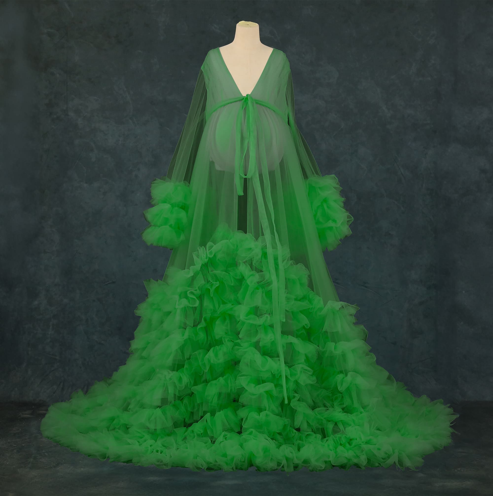 Kate Col en V Maille Manche mi-longue Longue Robe de Grossesse pour Séance Photo - Kate Backdrop FR