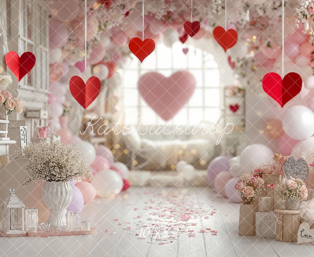 Kate Saint Valentin Cœurs Ballons Toile de fond en Laine conçue par Emetselch
