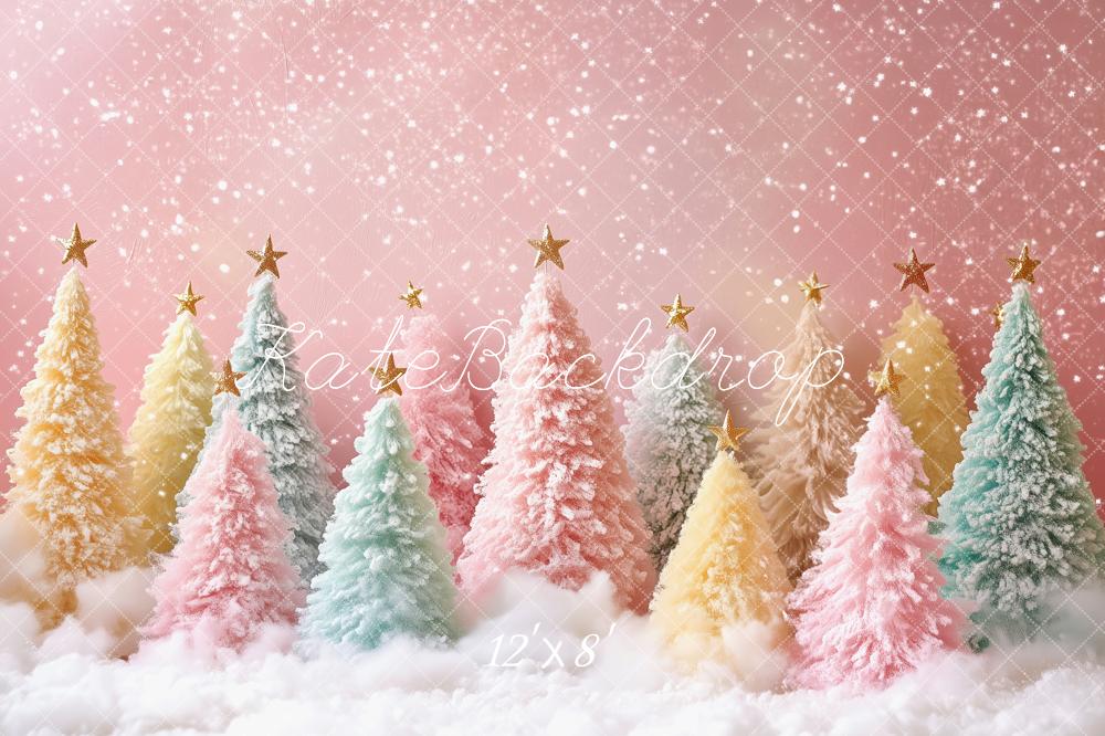 Kate Noël Sapins Pastel Neige Toile de fond conçue par Patty Roberts