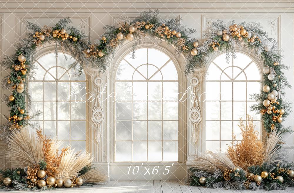 Kate Hiver Noël Bohème Fenêtres Toile de fond en Laine conçue par Emetselch - Kate Backdrop FR