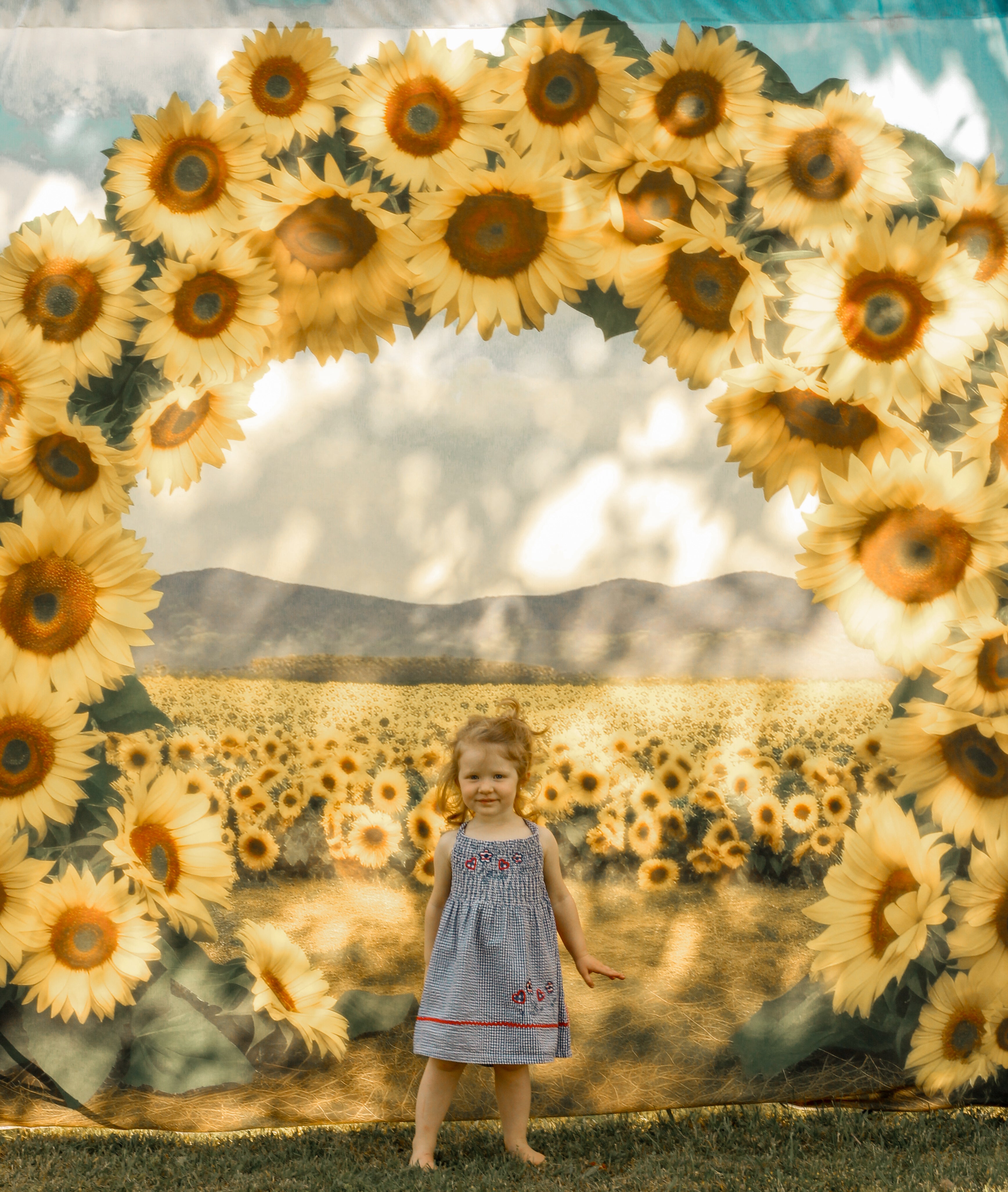 Kate Champ de tournesol Arche florale Été Toile de fond conçue par Mini MakeBelieve - Kate Backdrop FR