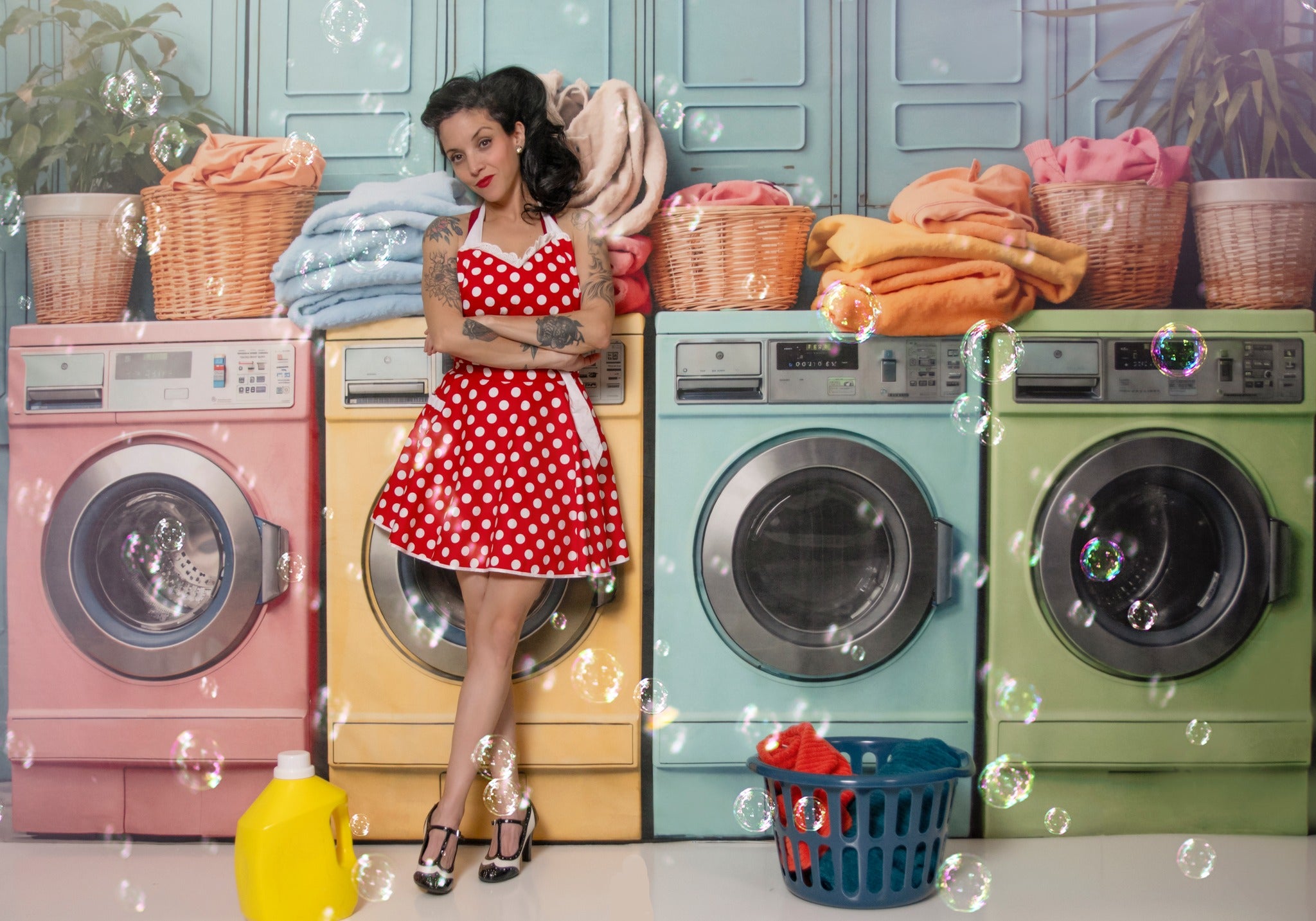 Kate Jour de lessive Coloré Machine à laver Toile de fond conçue par Chain Photographie - Kate Backdrop FR