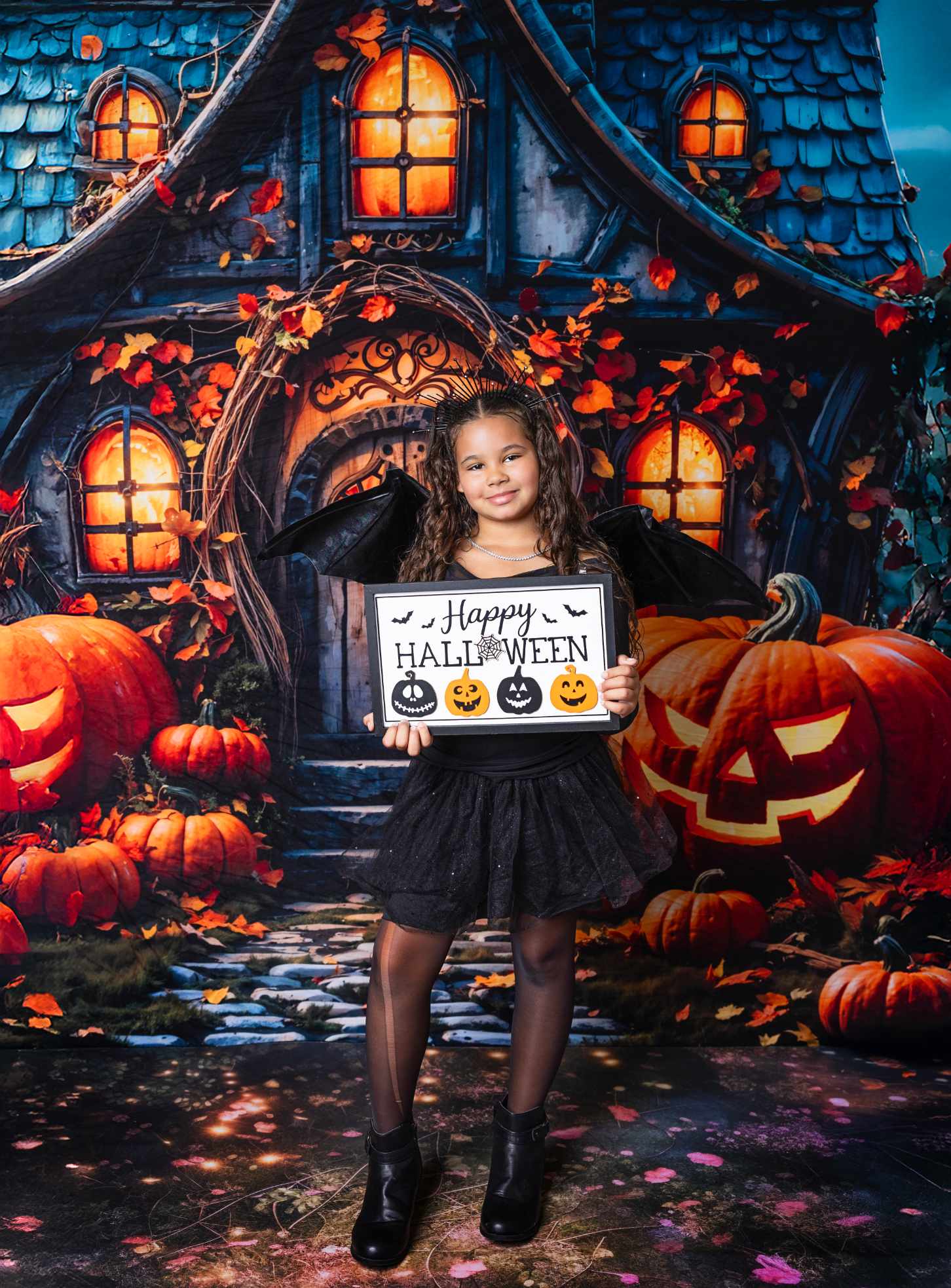 Kate Automne Halloween Citrouille Cabane Toile de fond conçue par Chain Photographie - Kate Backdrop FR