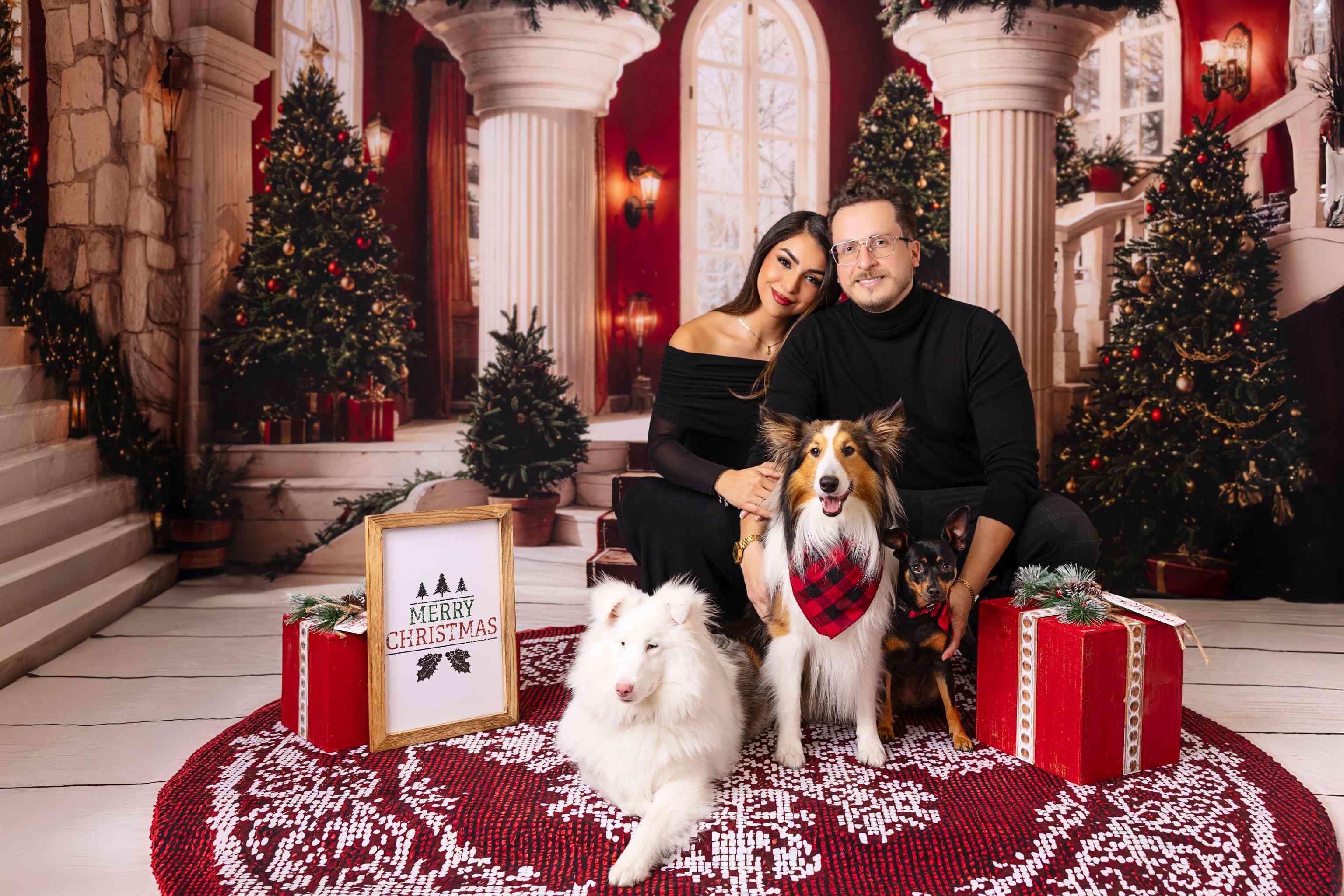 Kate Noël Rétro Colonnes Escalier Arche Sapin Ensemble de chambre - Kate Backdrop FR